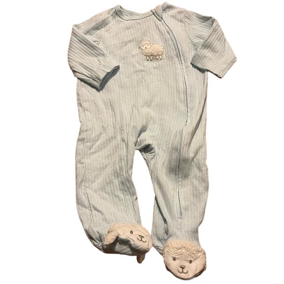 ❤️5/$25❤️ NWOT Little Me Lamb Zip Footie Onesie - Picture 1 of 5